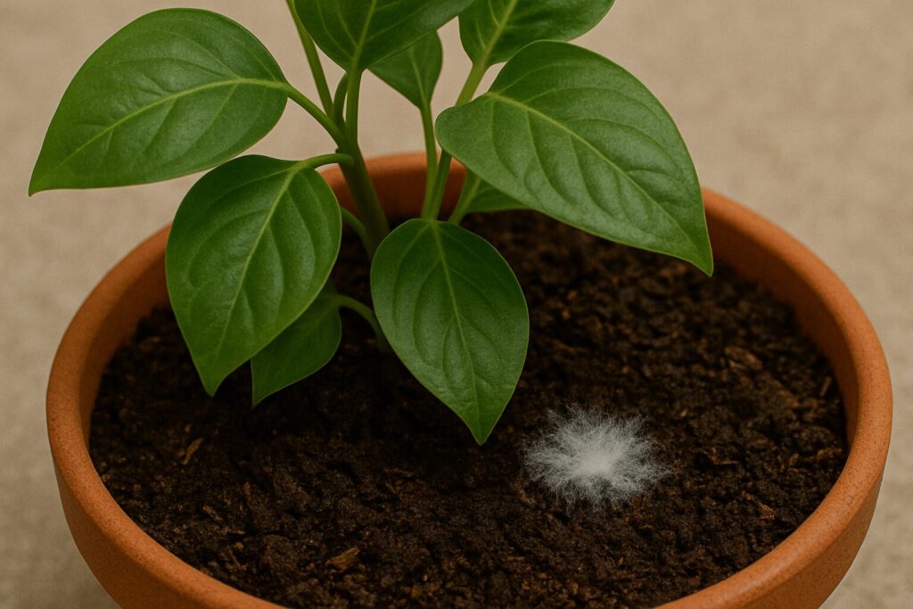 観葉植物の土に白いカビは病気の可能性があるか?