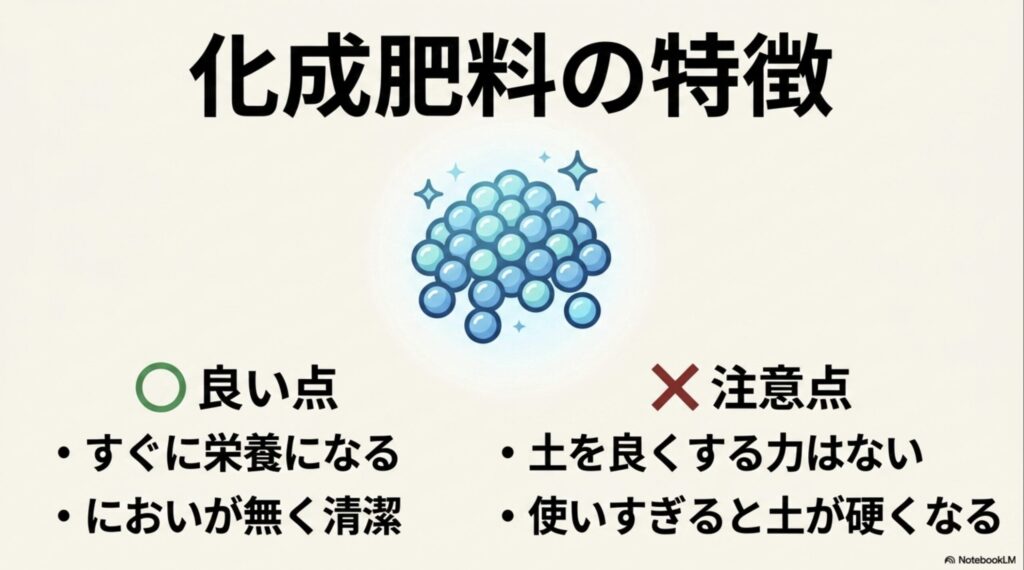 化成肥料の特徴:栄養補給のメリットと土が硬くなる注意点