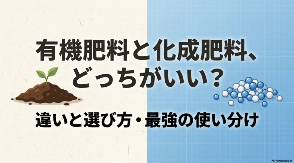 有機肥料と化成肥料の役割比較(食事とサプリの例え)