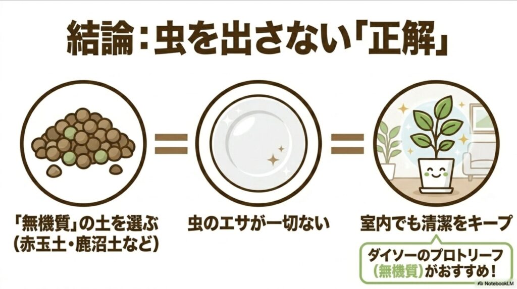 観葉植物の室内栽培で虫を出さないための無機質な土の選び方