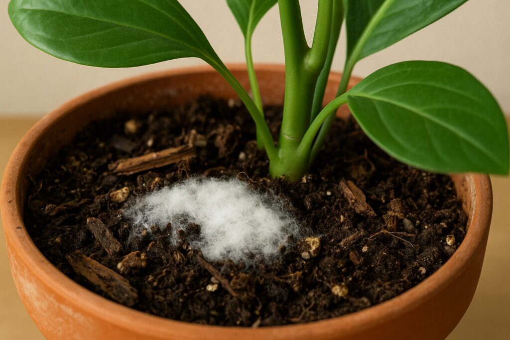 観葉植物の土に白いふわふわカビが出たら