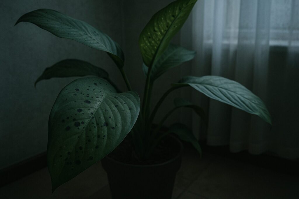 観葉植物の葉っぱに黒い斑点ができる原因は?