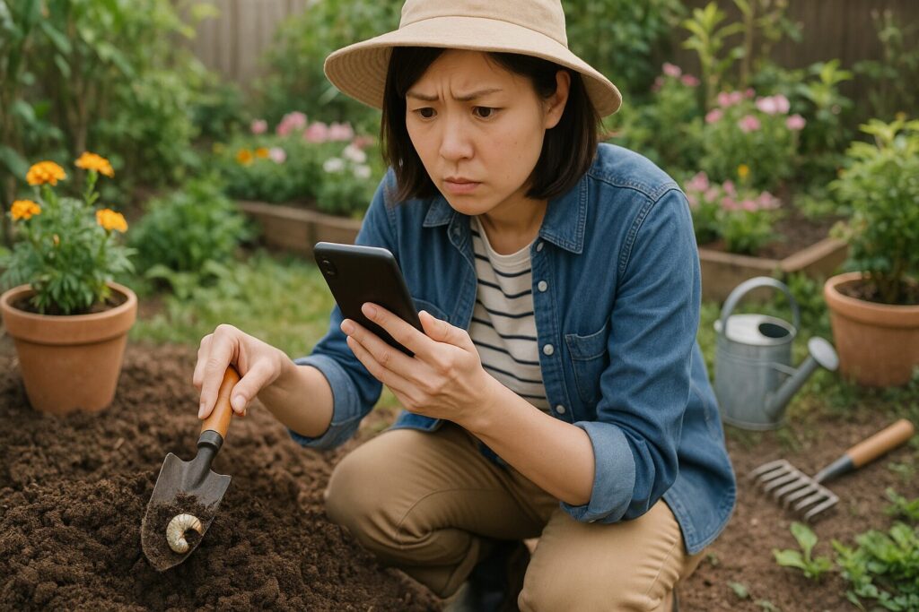 花壇の土の中に幼虫を見つけたときの対処法