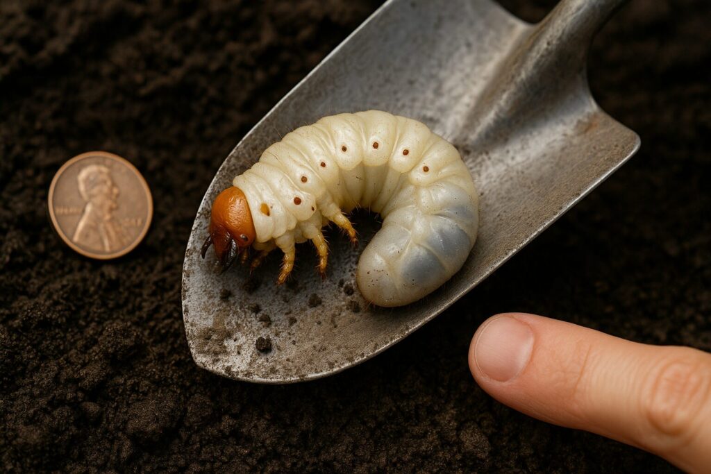 白くて大きい幼虫はコガネムシの可能性