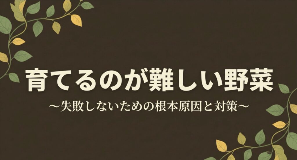 育てるのが難しい野菜の根本原因と対策を解説するスライド表紙