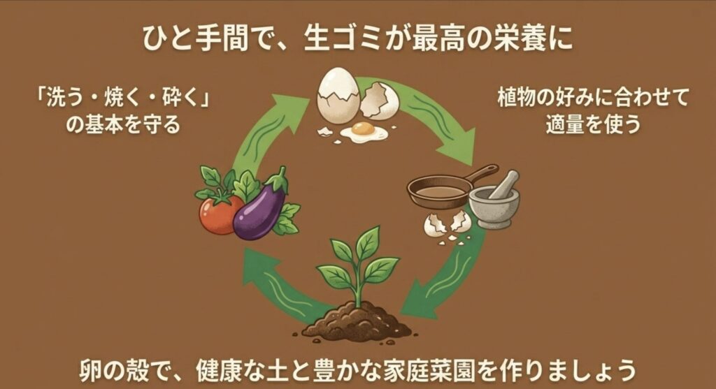 卵の殻肥料作りの基本と適量を守り健康な土を作るまとめ