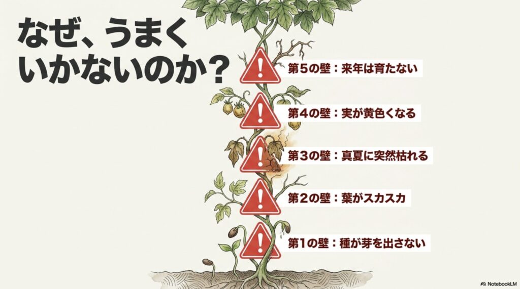 ゴーヤのグリーンカーテン作りでよくある5つの失敗原因(芽が出ない、葉がスカスカ、枯れる、実が黄色くなる、来年育たない)