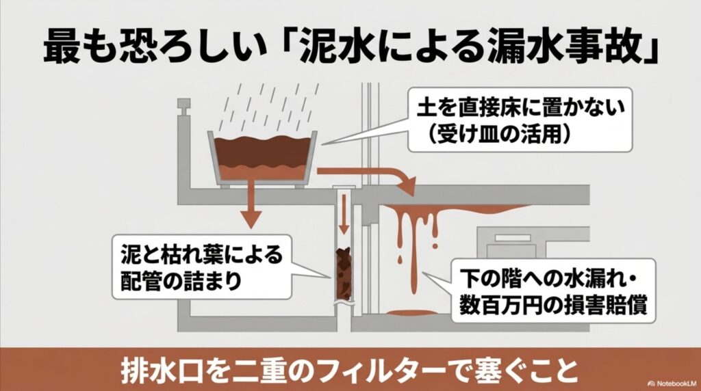 泥水による配管の詰まりと下の階への水漏れによる高額な損害賠償リスクを防ぐ対策