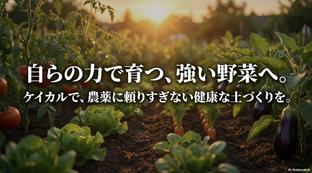 自らの力で育つ、強い野菜へ。ケイカルで、農薬に頼りすぎない健康な土づくりを。