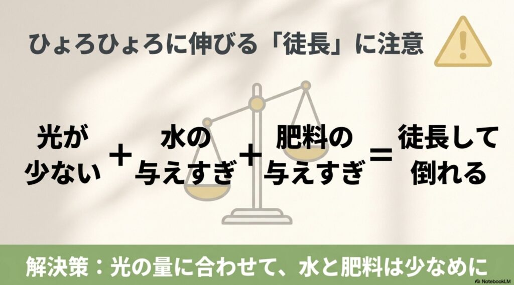 野菜がひょろひょろに伸びる徒長の原因(光不足・水過多・肥料過多)と解決策